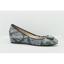 Newest Printed Leather Wedge Heel Ballet Lady Shoes